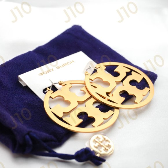 Tory Burch Miller Hoop Matte Circle Statement Earrings 18K Gold-Plated BRAND NEW - Picture 4 of 5